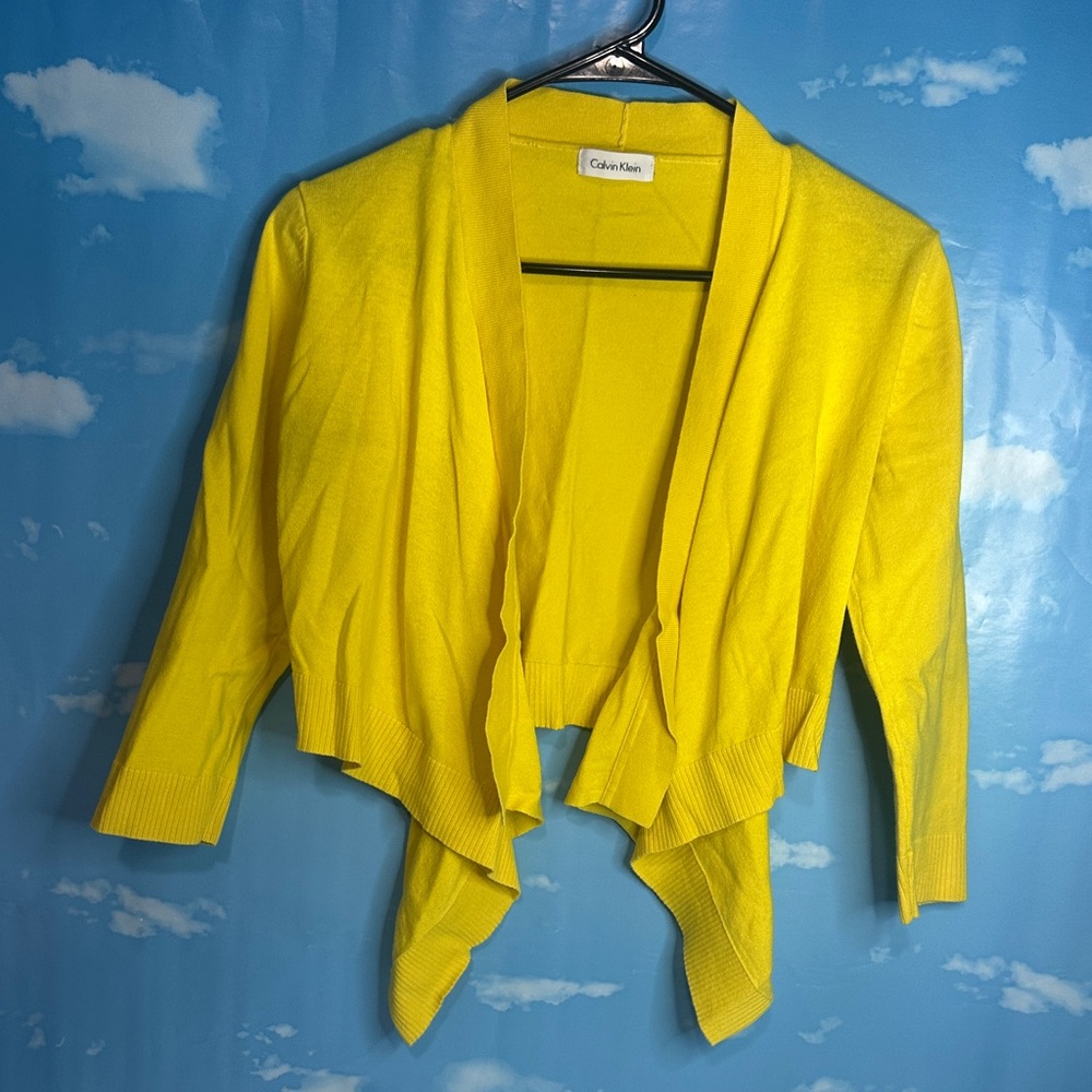 Calvin Klein Women's Vibrant Yellow Open-Front Cardigan